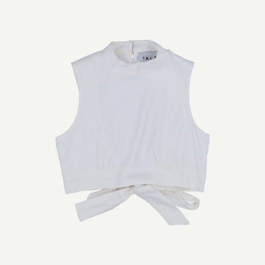 Linen Blend Tie Back Crop Top