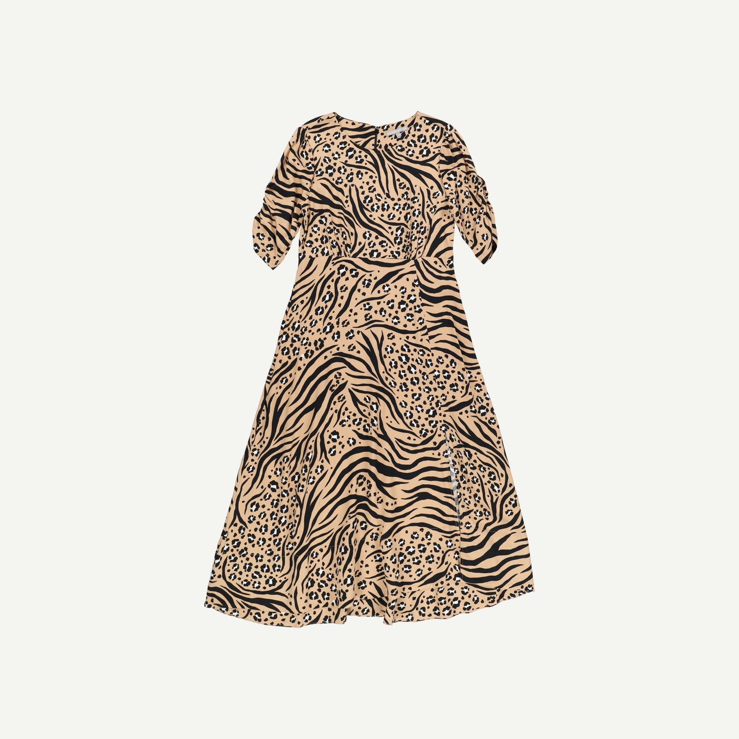 Animal Print Tan Brown Midi Dress