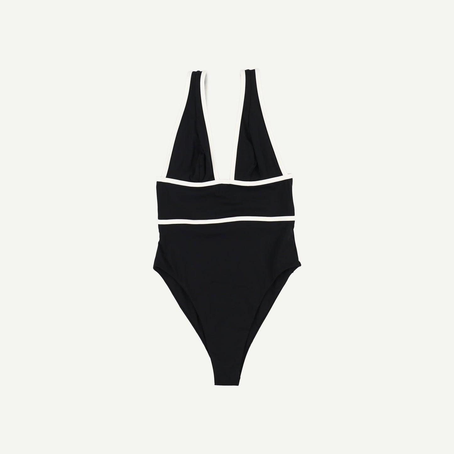 Contrast Trim Plunge Neck Shaping Swimsuit
