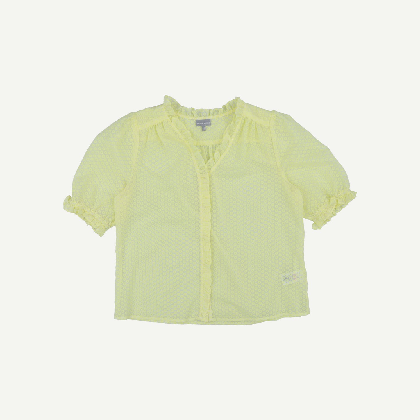 Burnout Florals & Frill Detail Yellow Shirt
