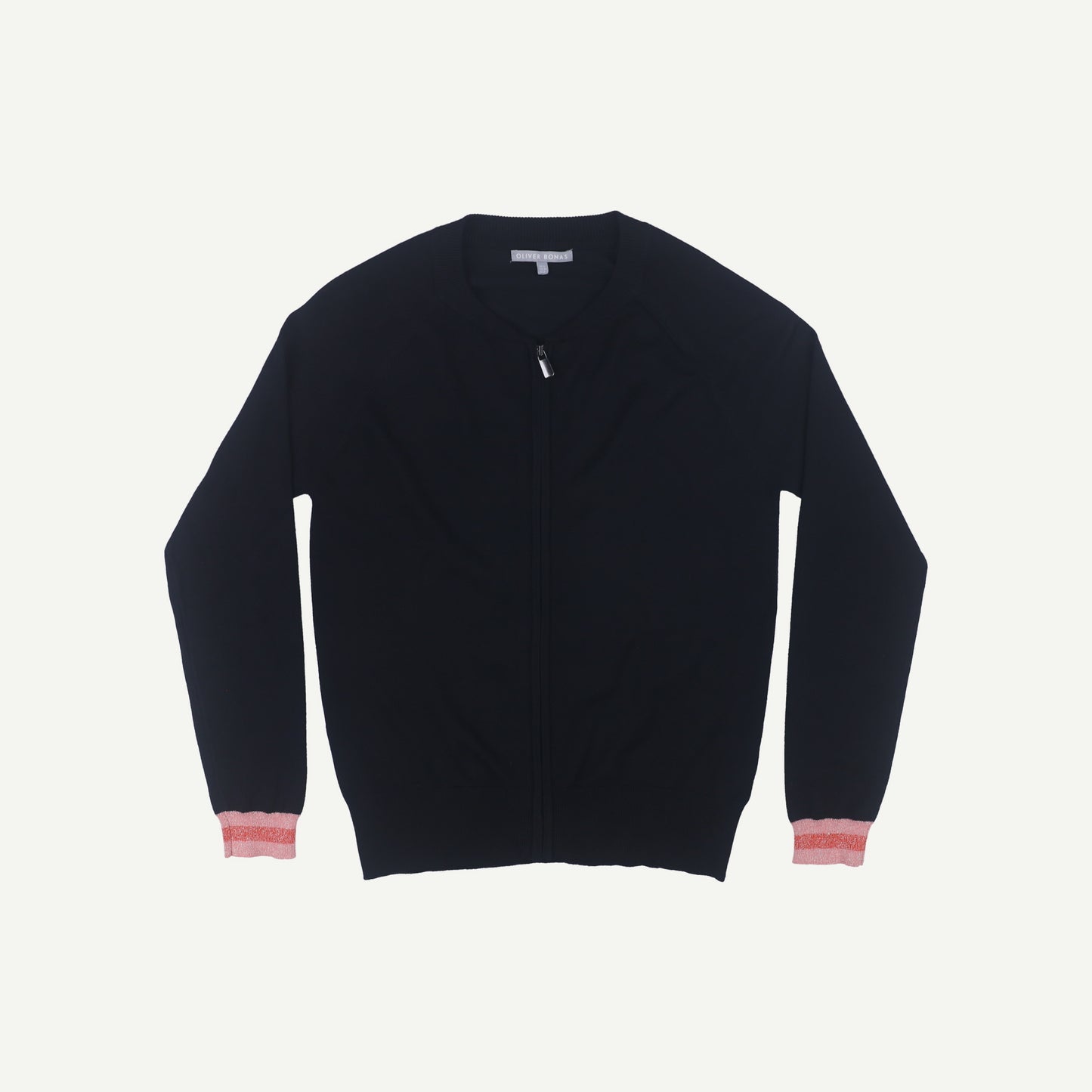 Tropical Embroidered Black Knitted Bomber Jacket