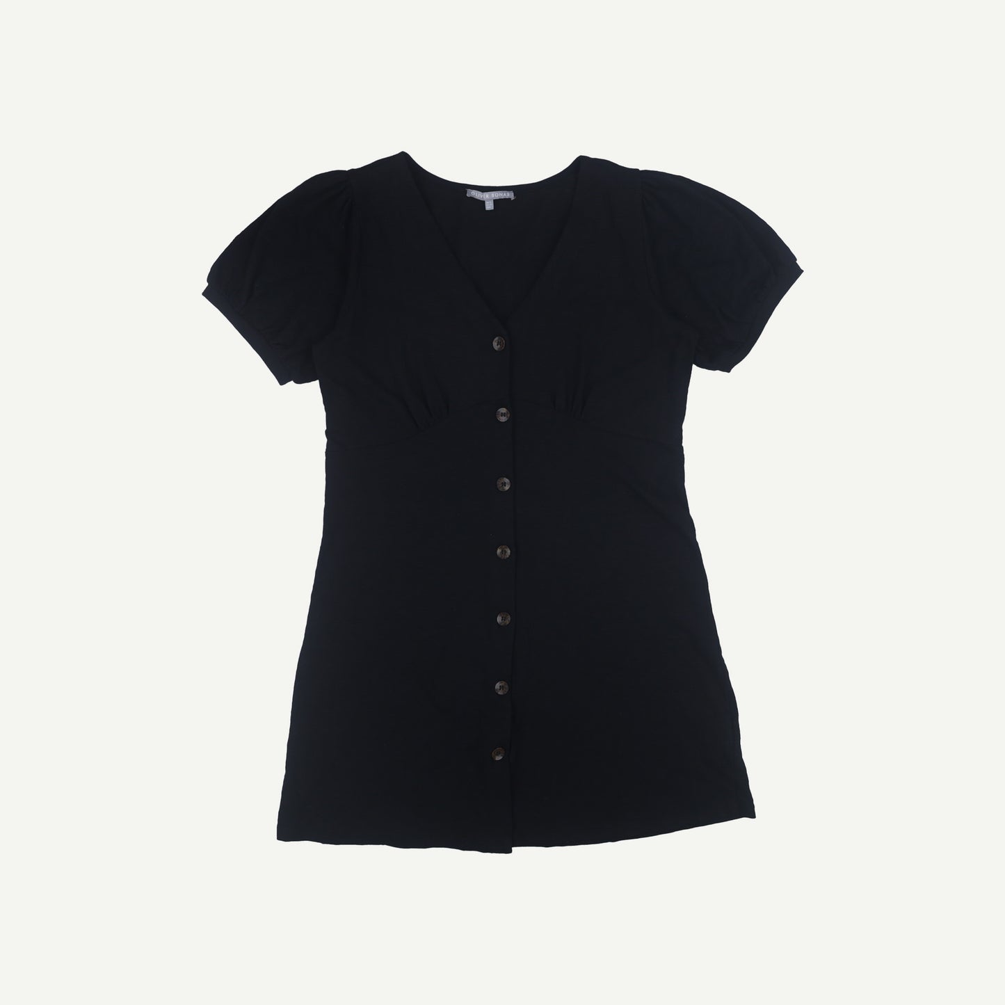 Button Through Black Jersey Mini Dress