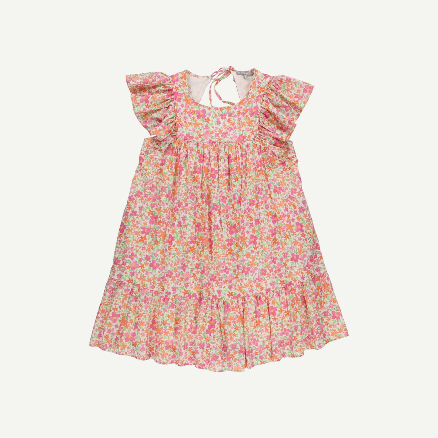 Floral Print Foiled Smock Pink Mini Dress