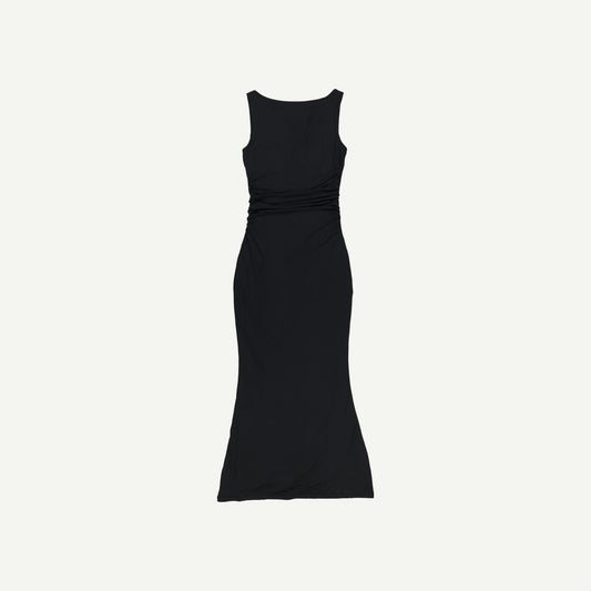 365 Ruched Side Boat Neck Maxi Dress