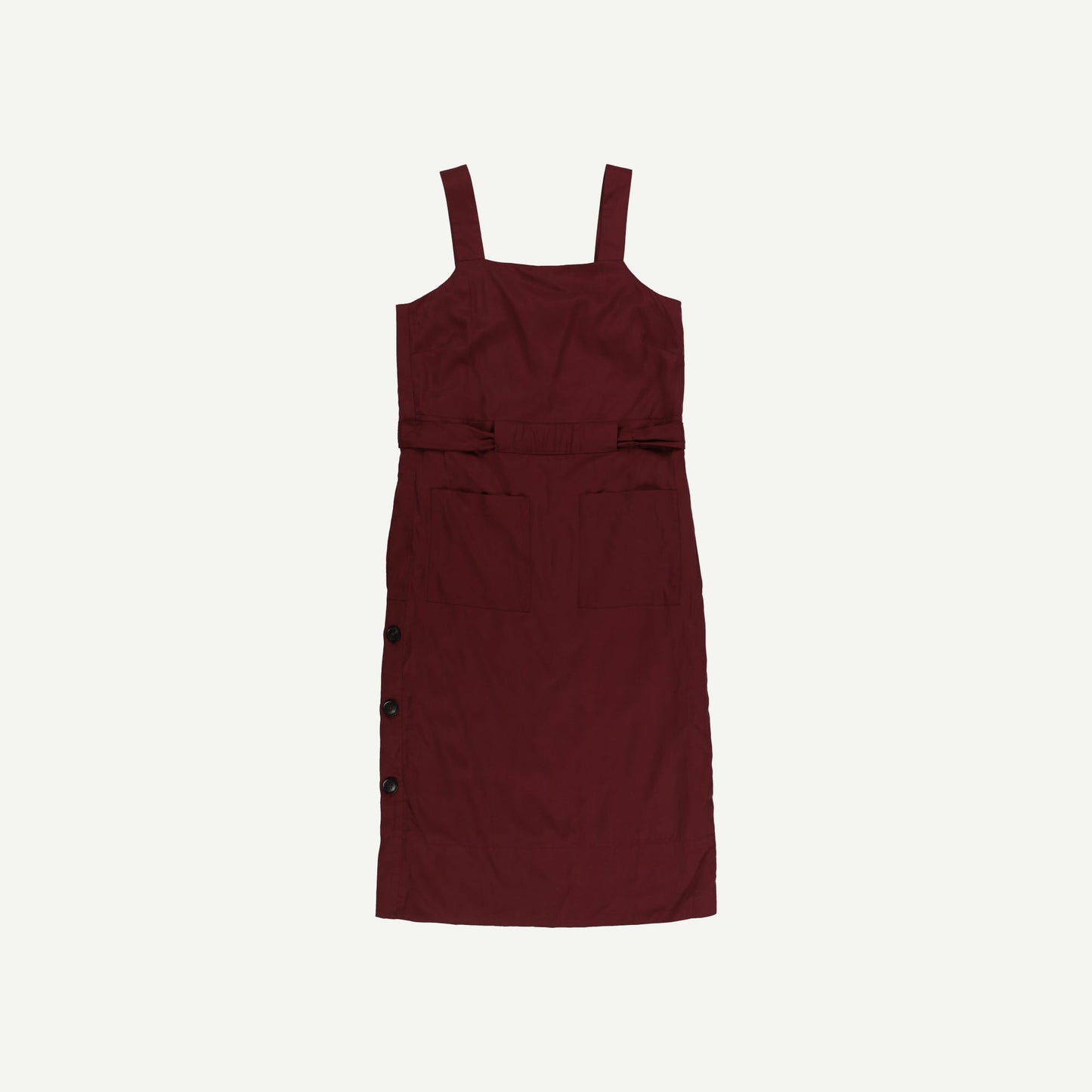 Merlot Red Button Through Midi Pinafore Dress
