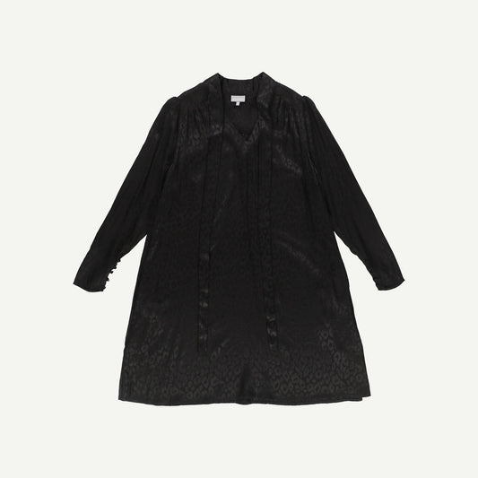 Tie Neck Leopard Jacquard Mini Dress