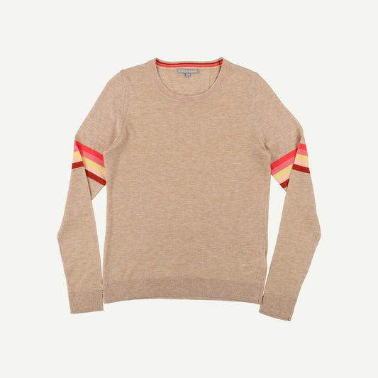Stripe Sleeve Camel Jumper