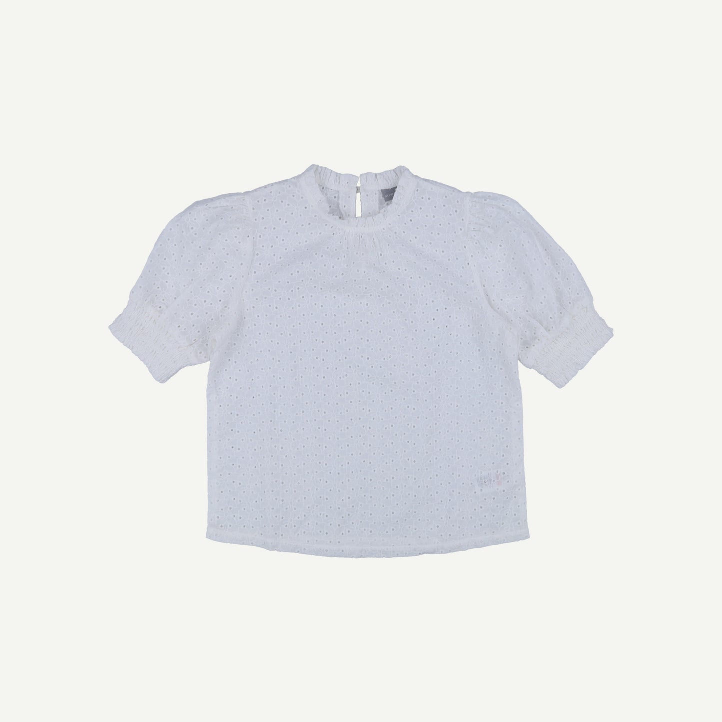 Broderie Anglaise White High Neck Blouse