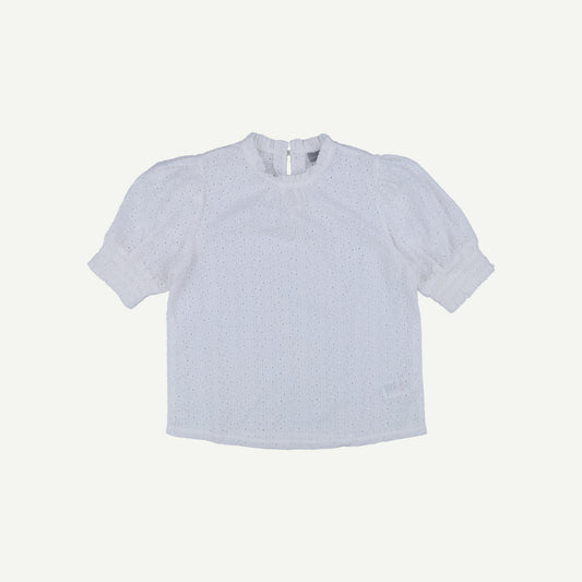 Broderie Anglaise White High Neck Blouse