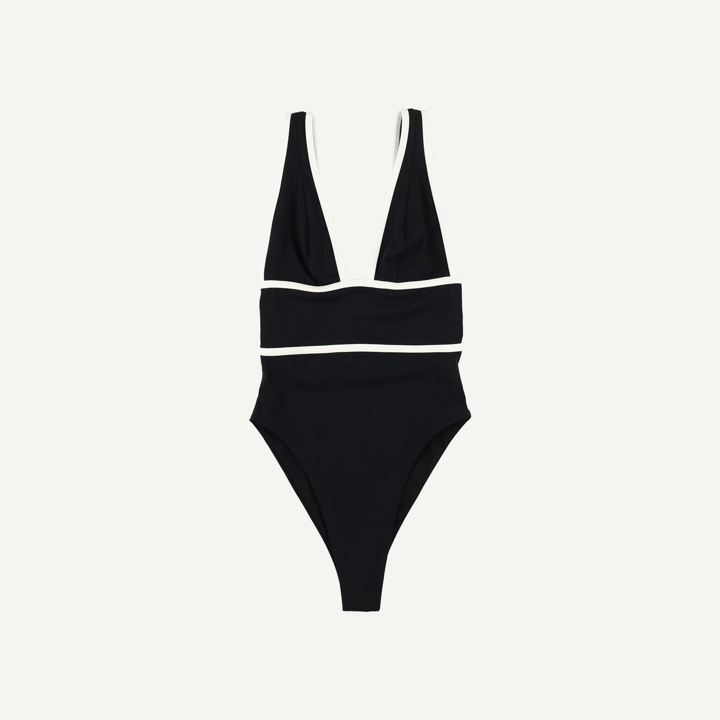 Cap-Ferrat Contrast Trim Plunge Neck Shaping Swimsuit