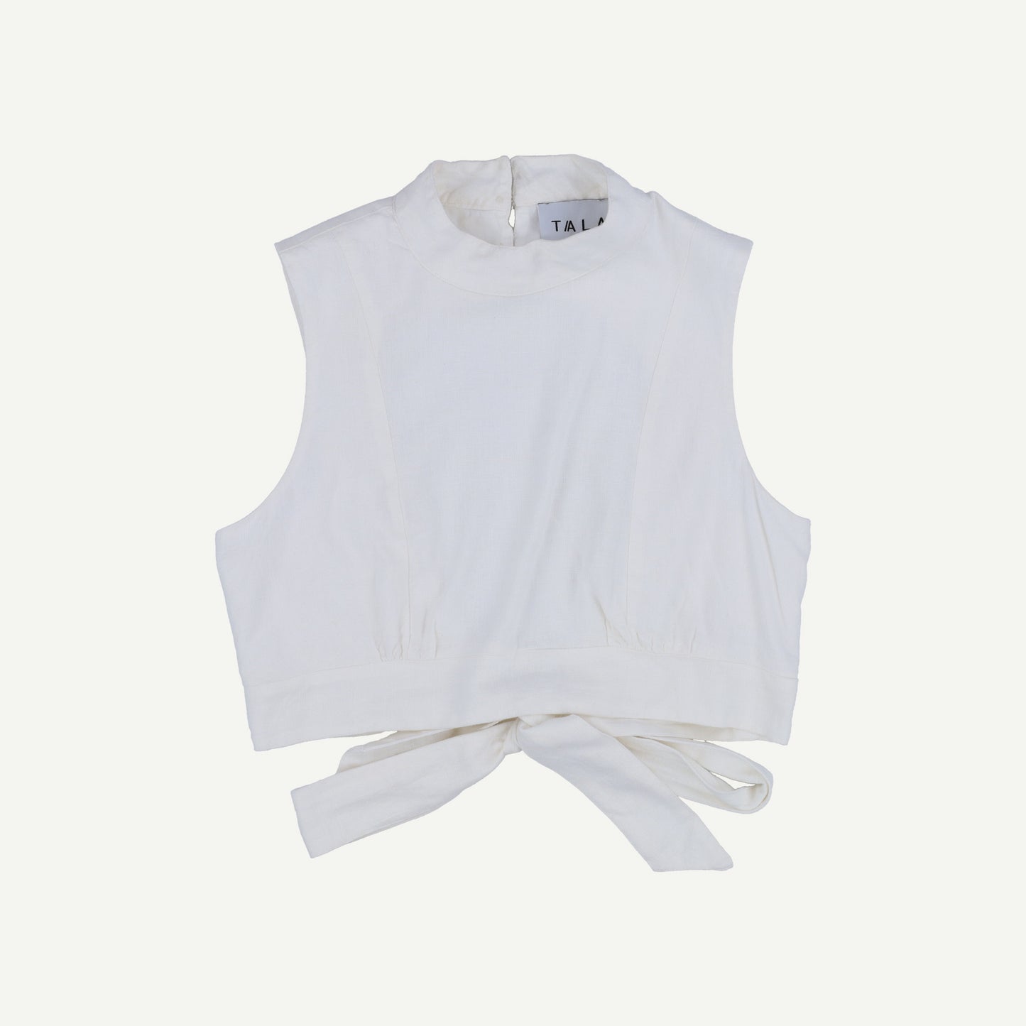 Linen Blend Tie Back Crop Top