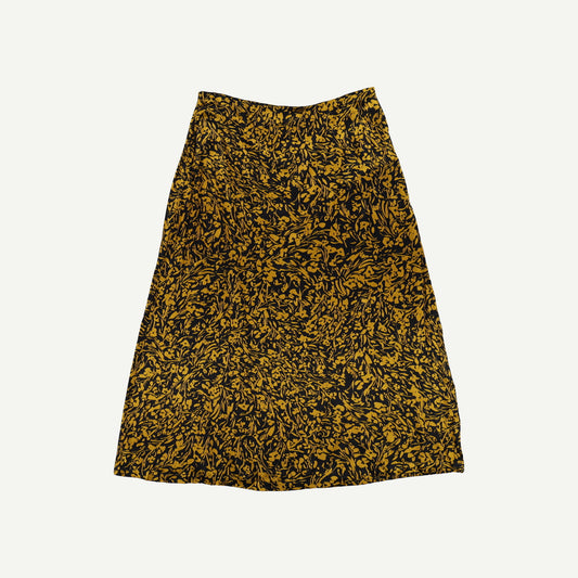 Brushed Animal Print Ochre Yellow Midi Skirt