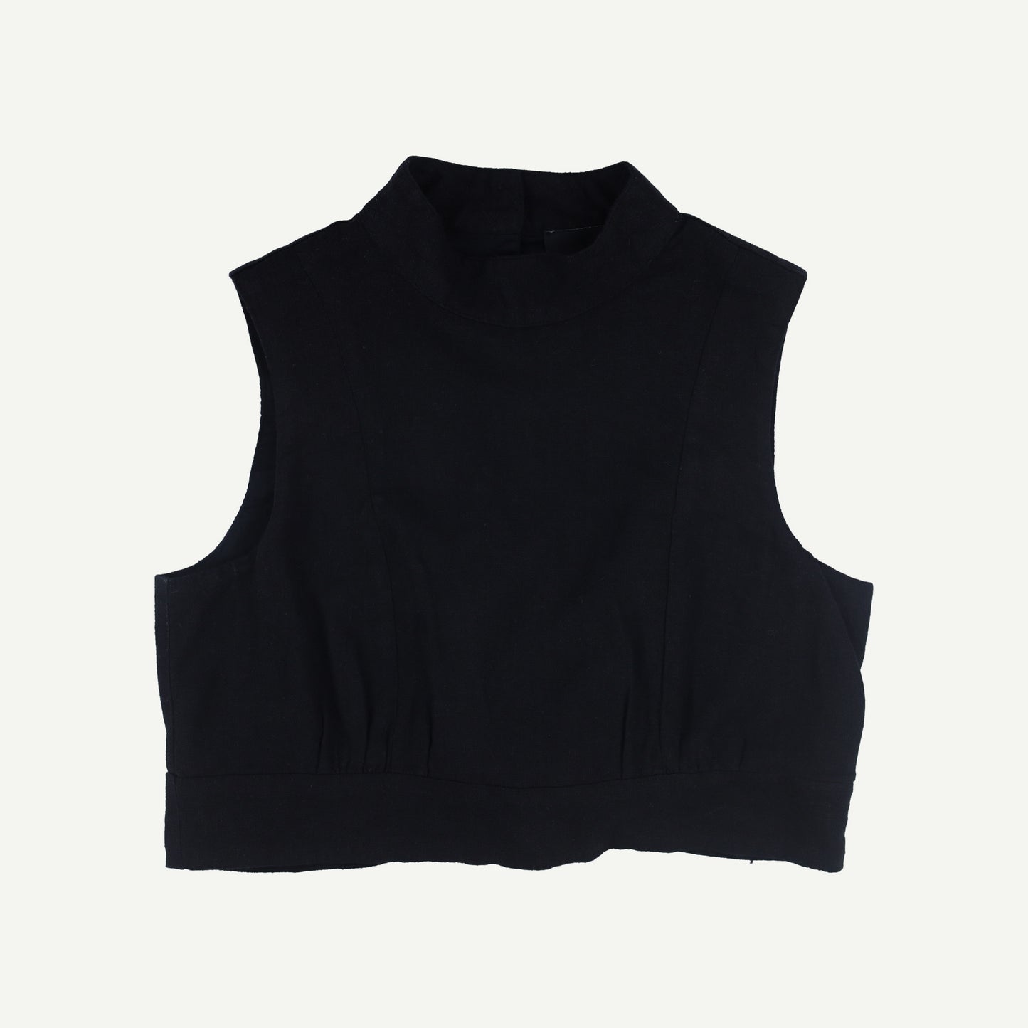 Linen Blend Tie Back Crop Top
