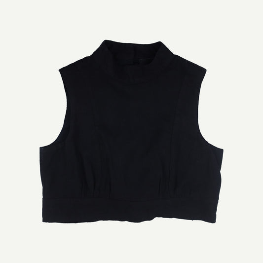 Linen Blend Tie Back Crop Top
