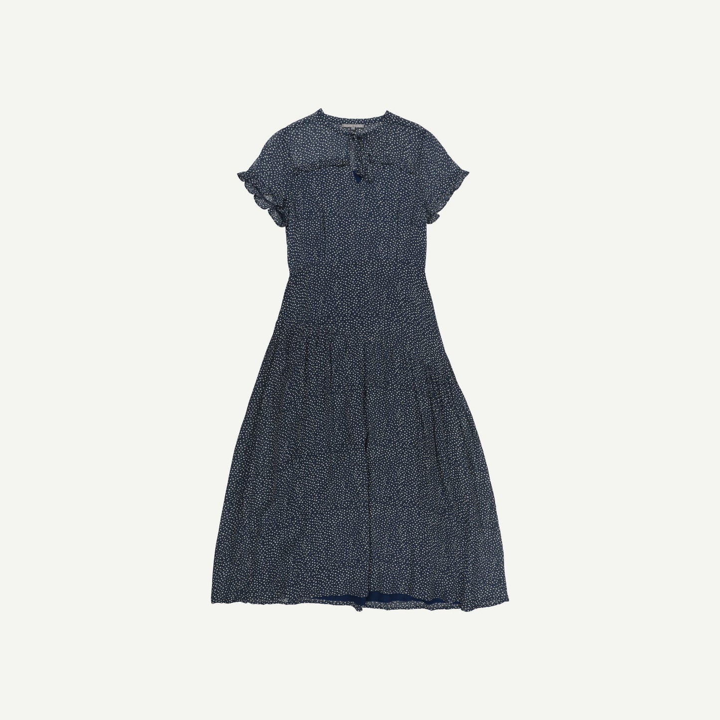 Spot Print Blue V-Neck Midi Dress