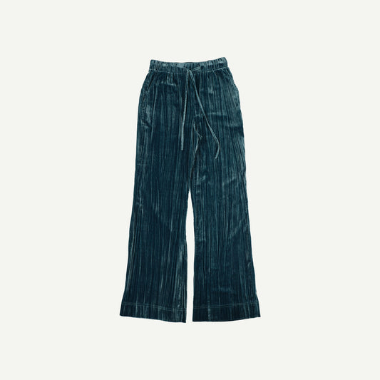 Wide Leg Teal Blue Velvet Trousers