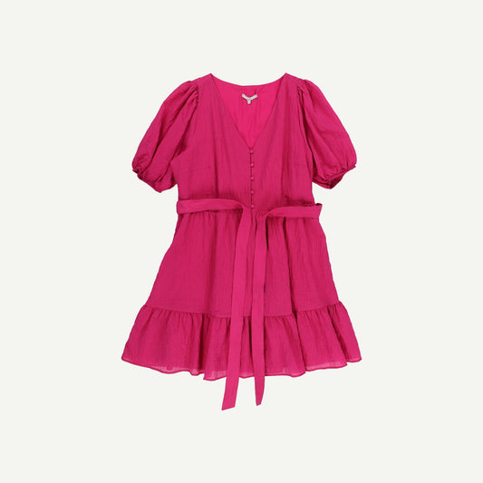 Pink V-Neck Mini Dress