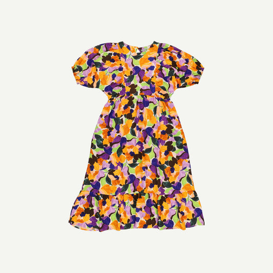 Abstract Petal Floral Print Midi Dress