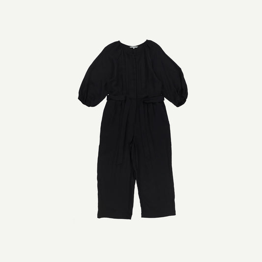 Black Collarless Tuck Detail Jumpsuit