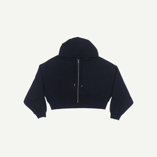 Cropped Zip Through Hoodie