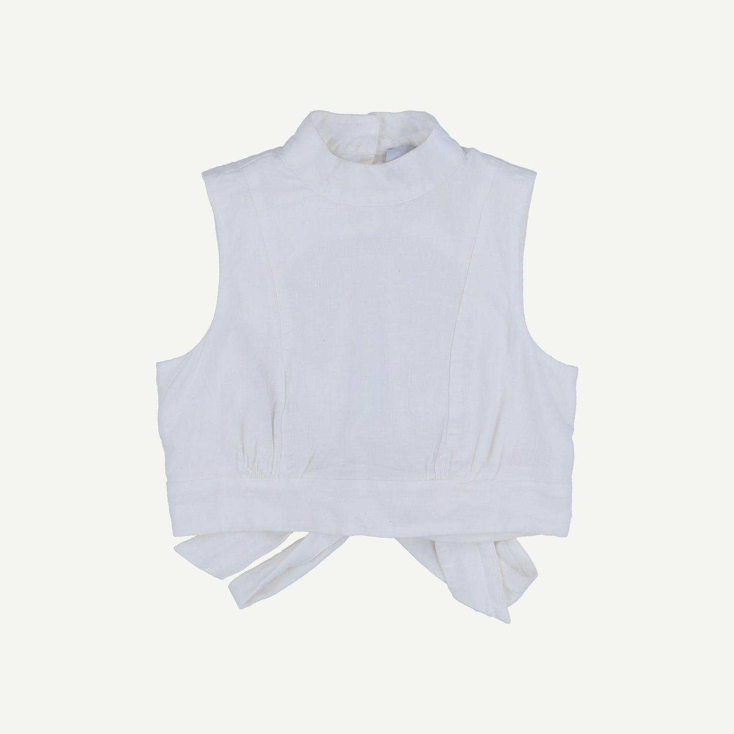 Linen Blend Tie Back Crop Top
