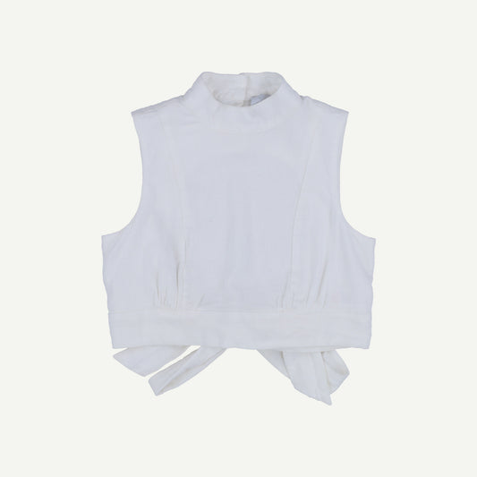 Linen Blend Tie Back Crop Top