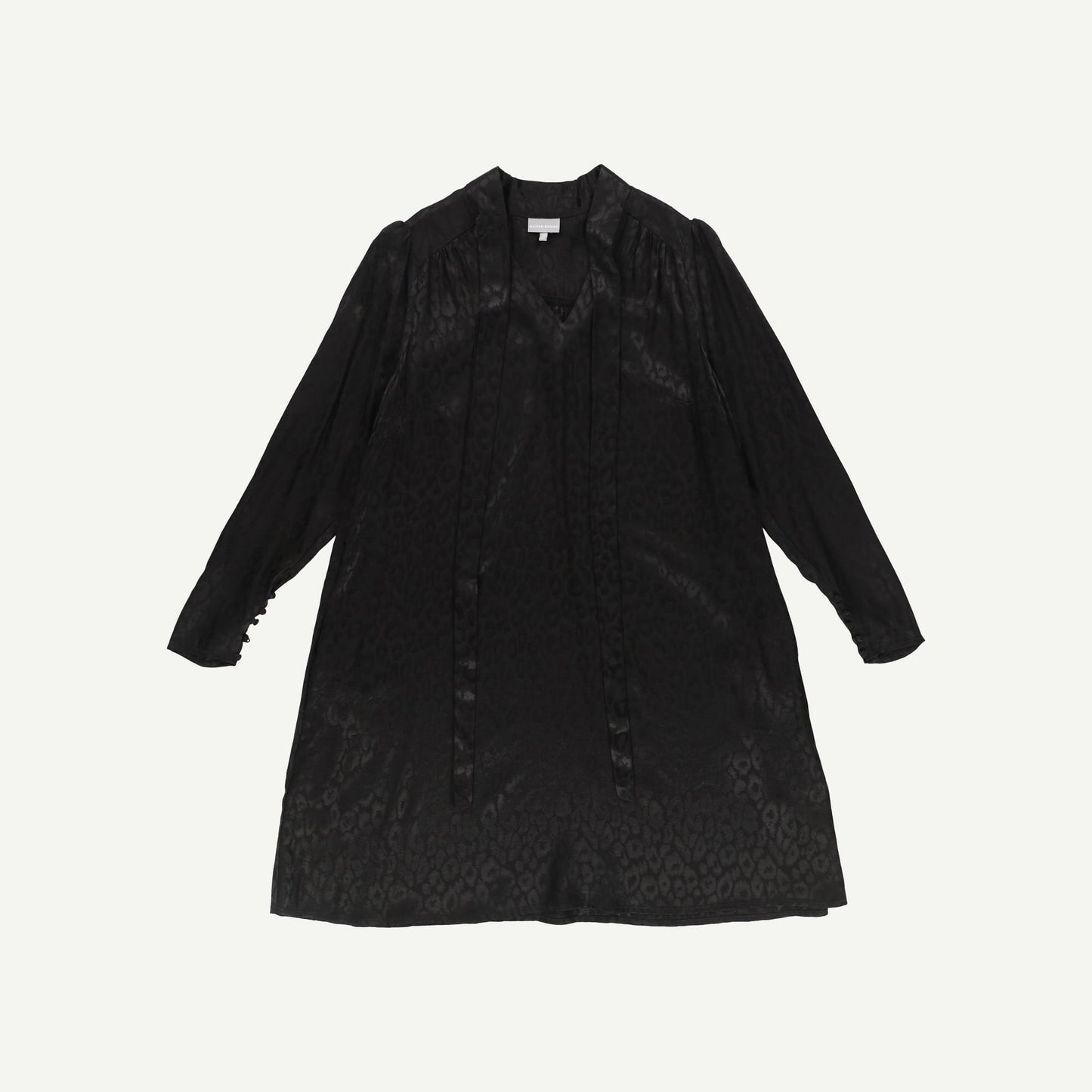 Tie Neck Leopard Jacquard Mini Dress