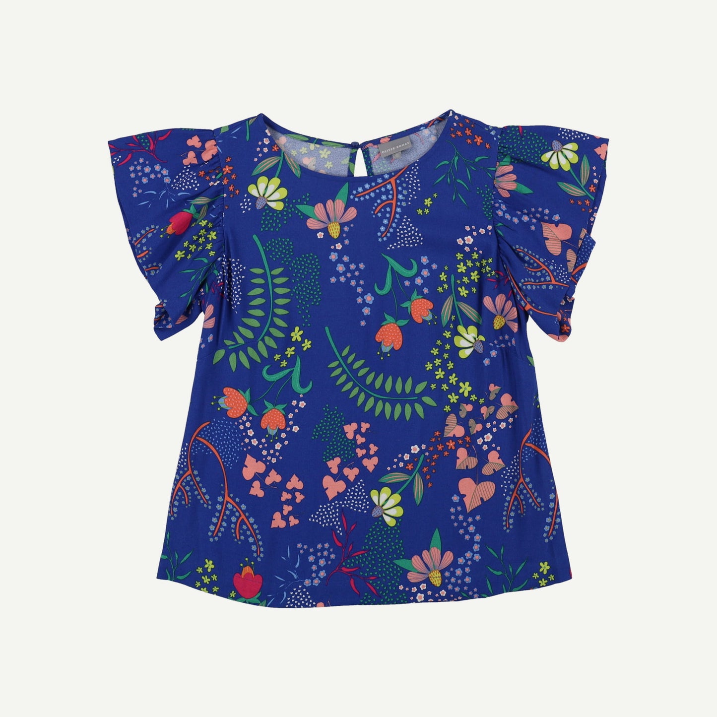 Fairy Tale Floral Blue Frill Sleeve Top