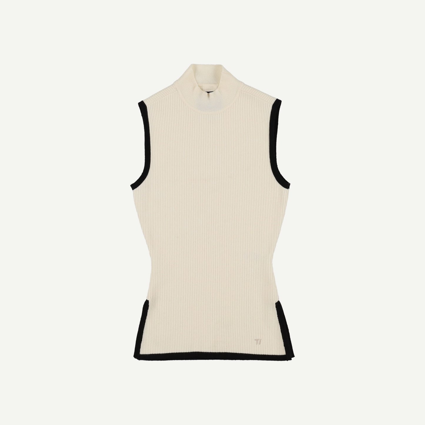 Sleeveless Mock Neck Ribbed Knit Tank