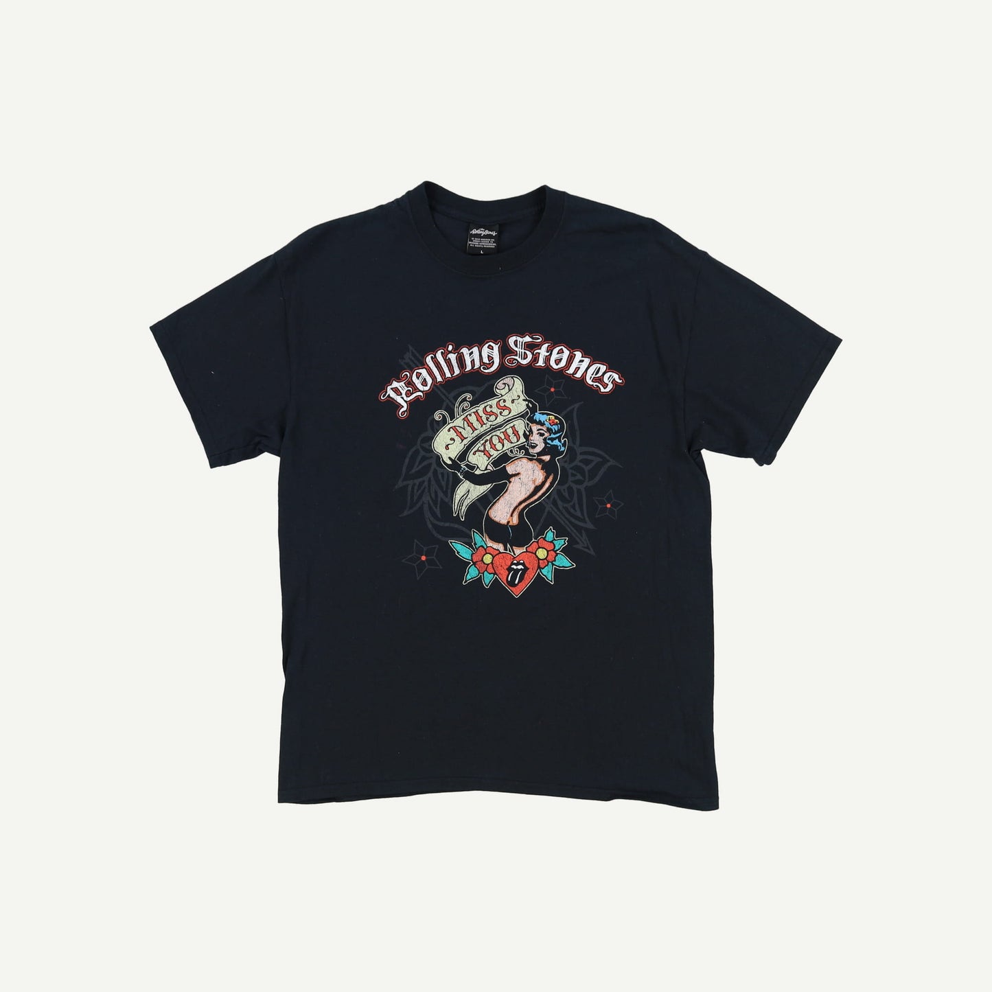 Mens Black Rolling Stones Graphic T-shirt Size L Vintage